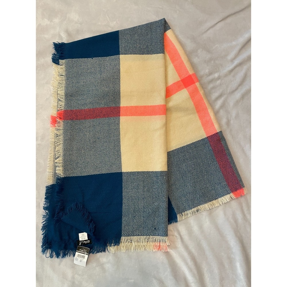 Rue 21 Blue Tan Pink Blanket Scarf NWT
